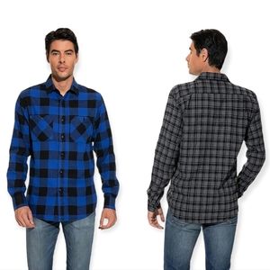 Mens Flannel Plaid Shirts Button Down Long Sleeve Casual Shirts